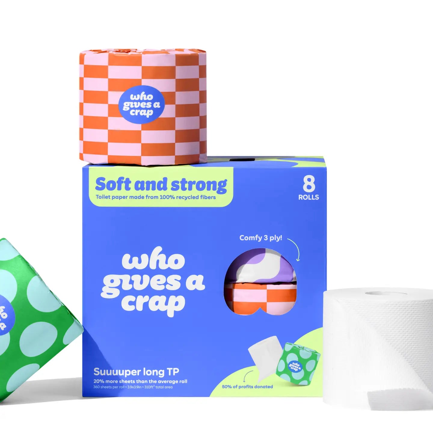 Who Gives a Crap 100% Recycled Paper Toilet Paper - 8 Pack