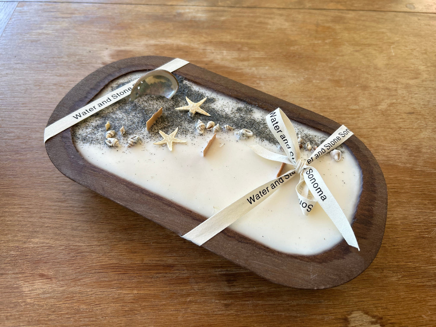 Candle in Wooden Bowl