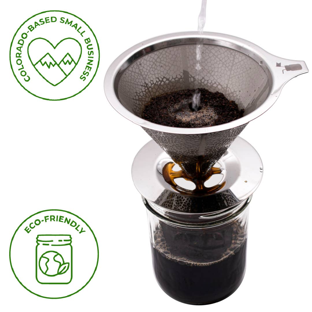 Pour Over Coffee Filter for Mason Jar - Stainless Steel