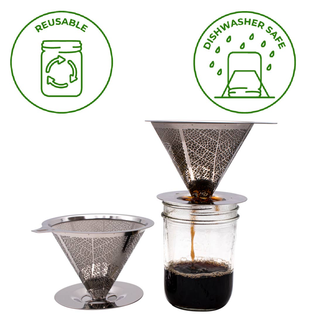 Pour Over Coffee Filter for Mason Jar - Stainless Steel