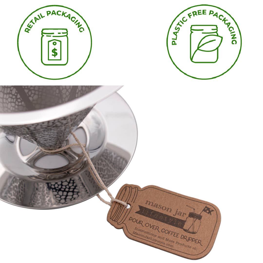 Pour Over Coffee Filter for Mason Jar - Stainless Steel