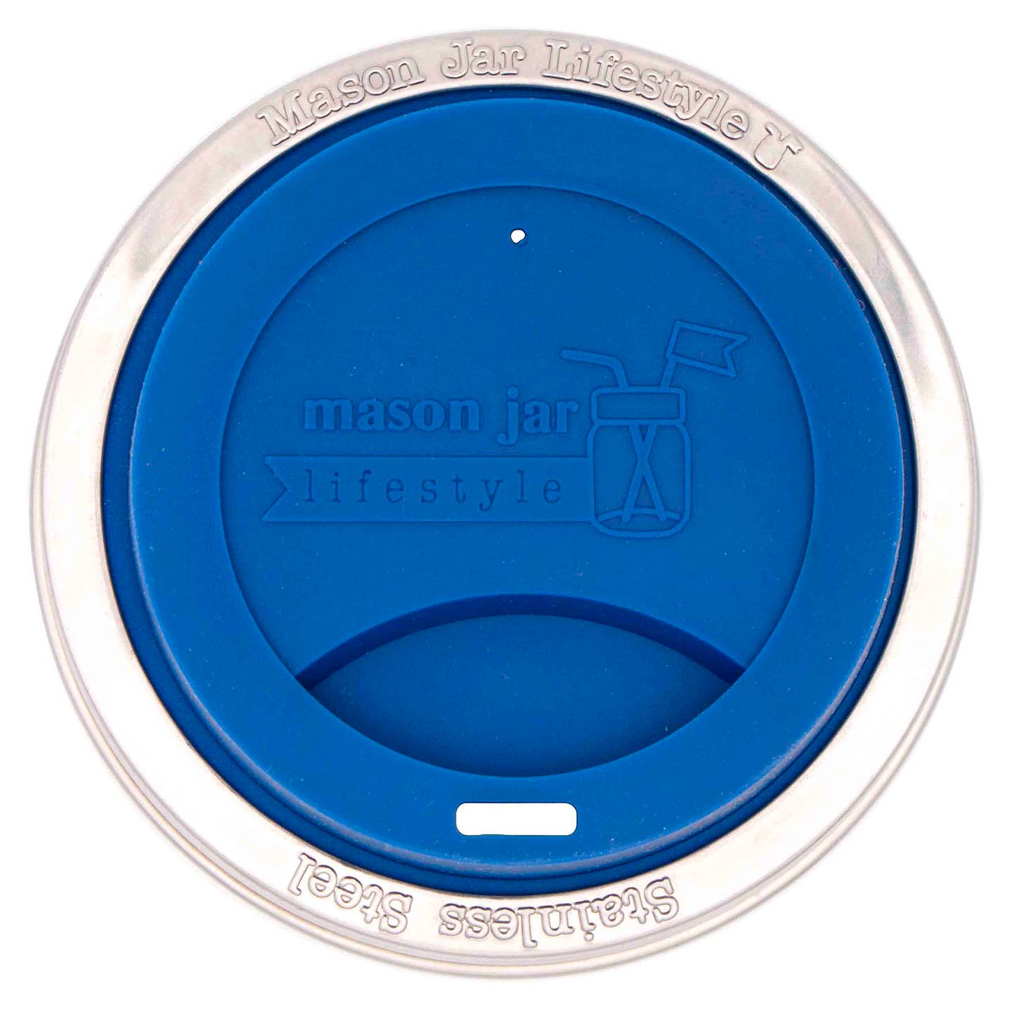 Silicone Drinking Lid with Stainless Steel Band For Jars