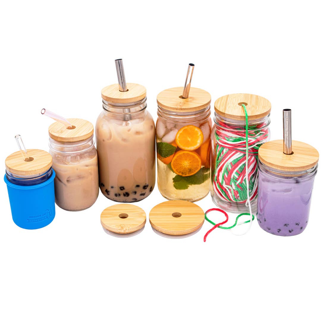 Bamboo Lid with Straw Hole for Mason Jar