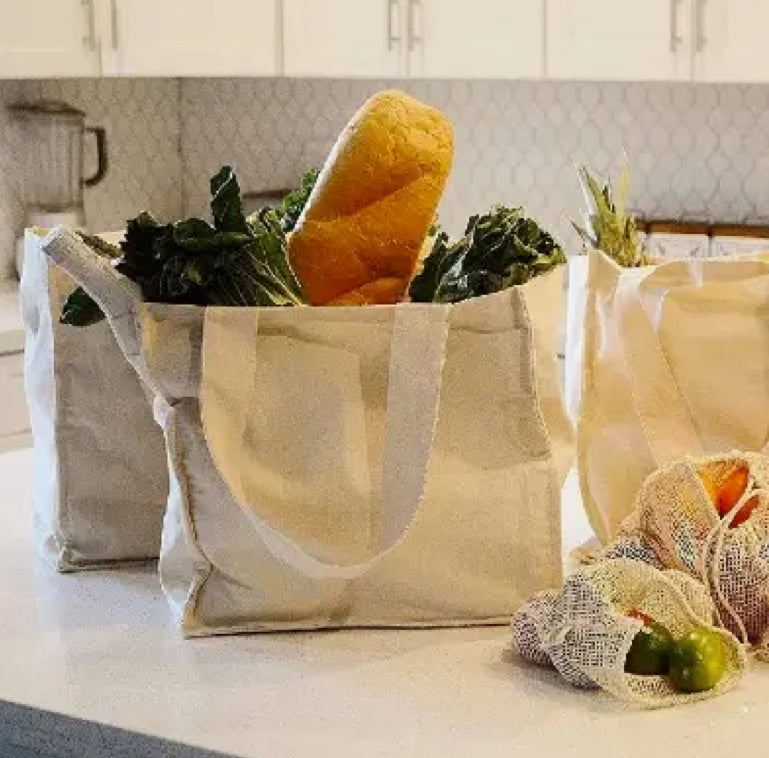 Organic Cotton Shopping Bag with Pockets