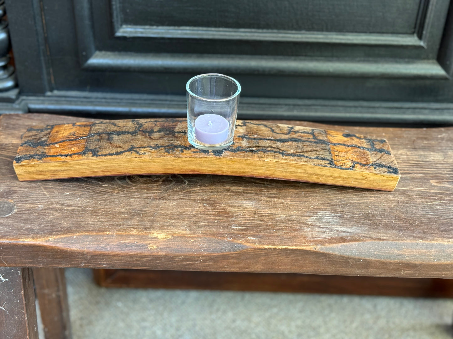 Wine Barrel Stave Fractal Burnt One Votive Holder
