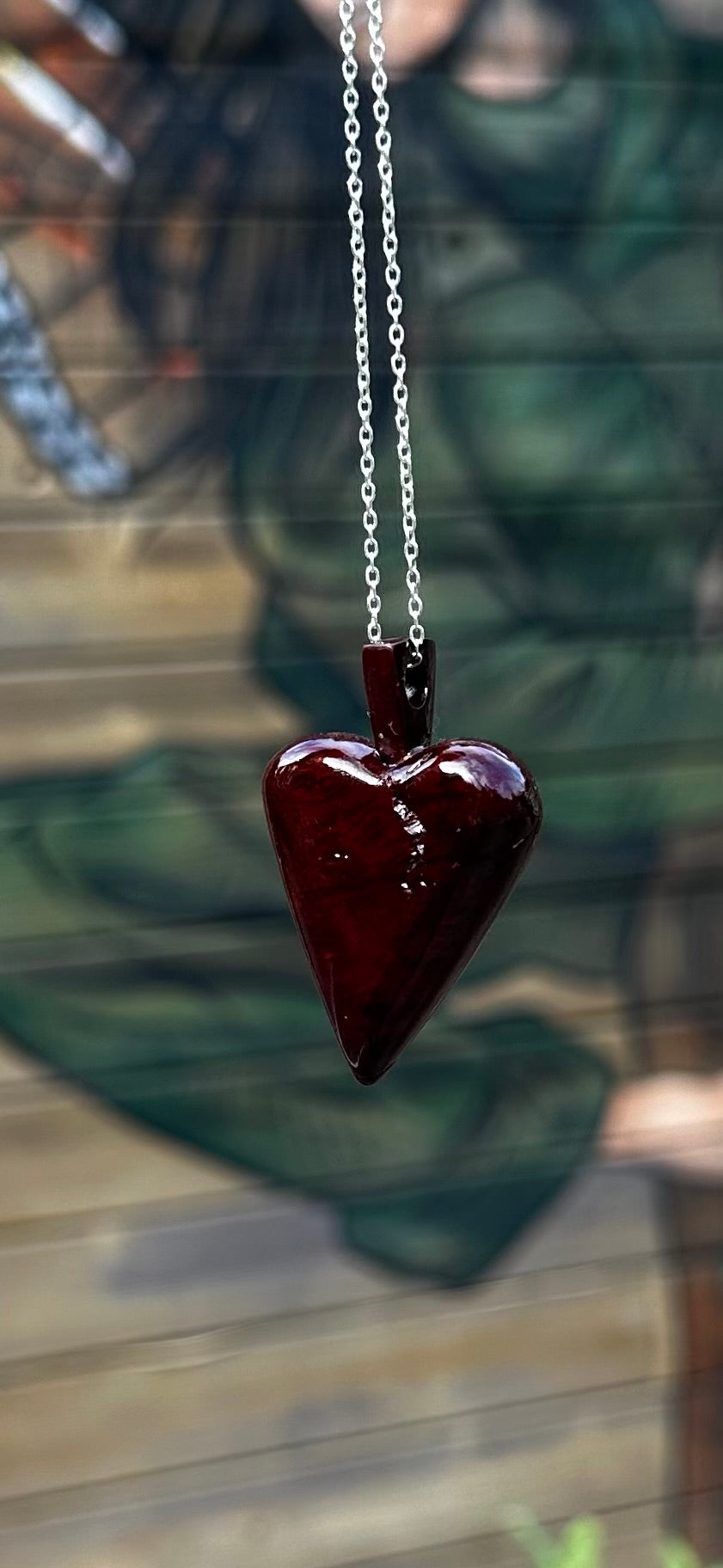 Heart Necklace Carved from Manzanita Root Burl