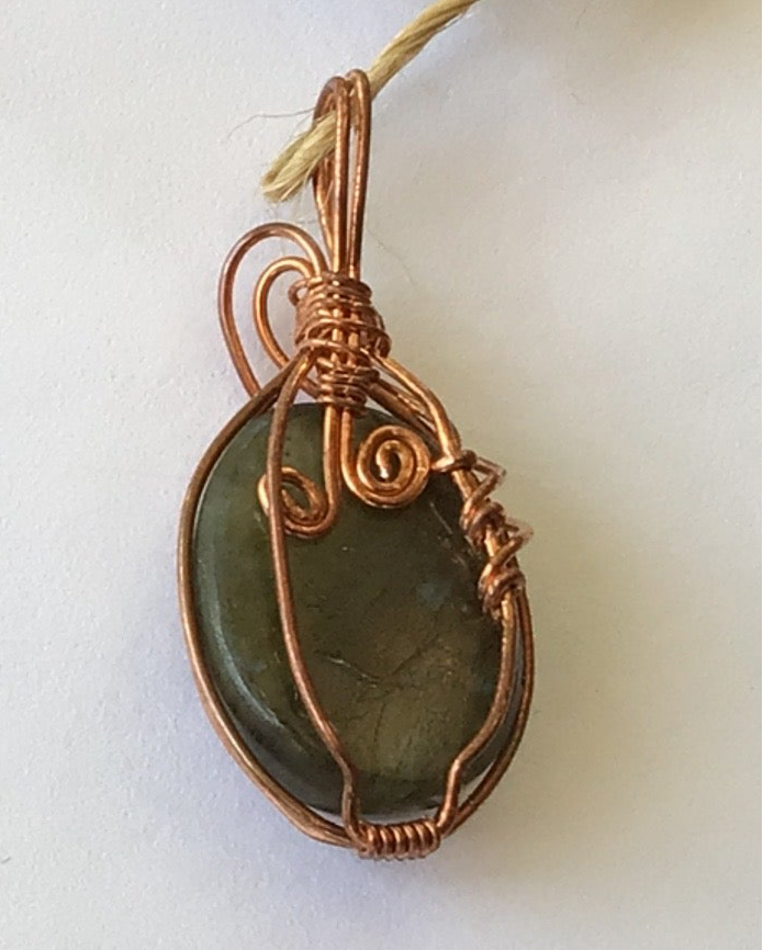 Pendant -Laborite (3/4”) Stone Wire Wrap