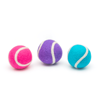 Pet Toy Tennis Wool Ball MINI 1.5 in- Set of 3 - Pop Colors