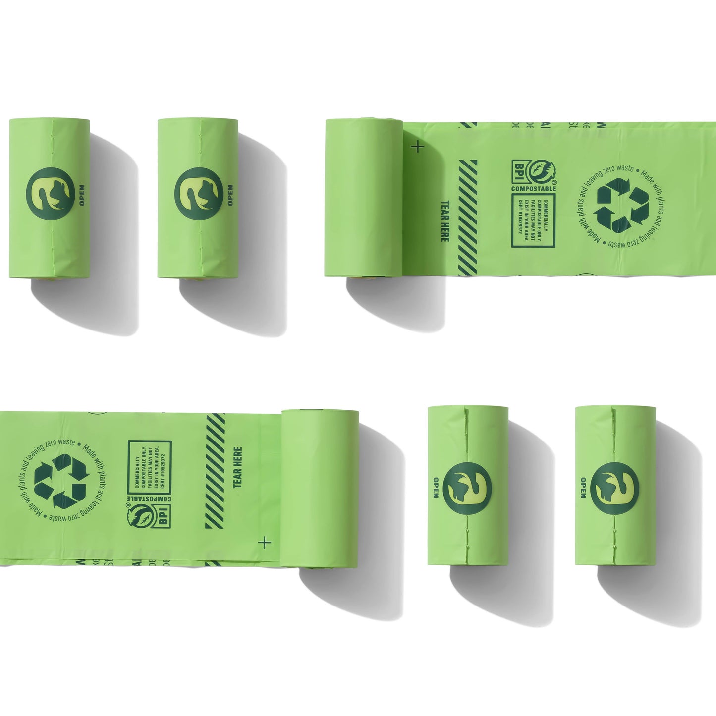 Compostable Dog Poop Bags - Single Rolls in Mixed