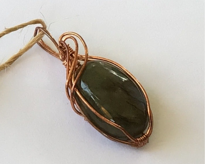Pendant -Laborite (3/4”) Stone Wire Wrap
