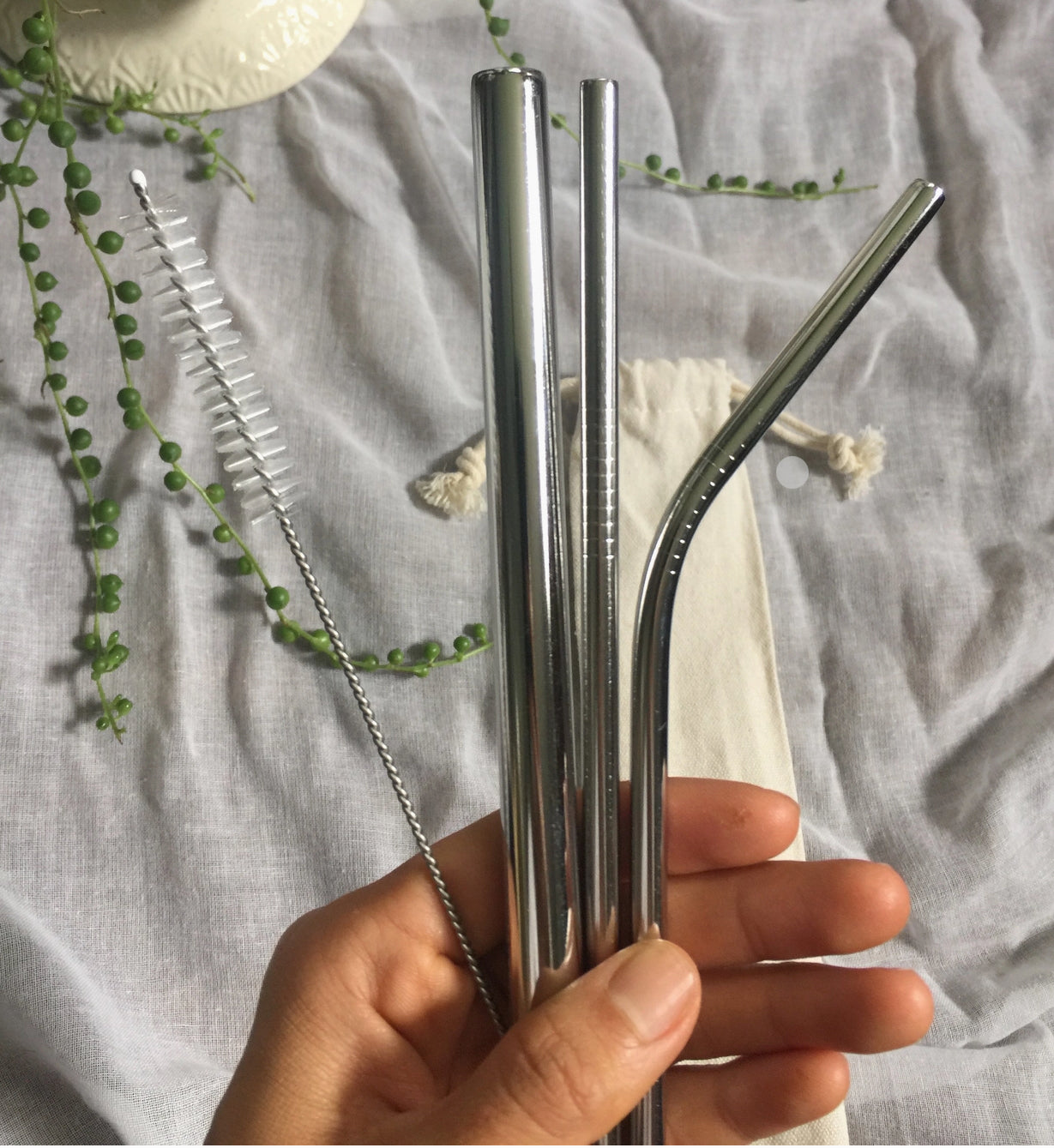 Straw Stainless Steel Reusable Variety Straws with Bag and Brush Cleaner