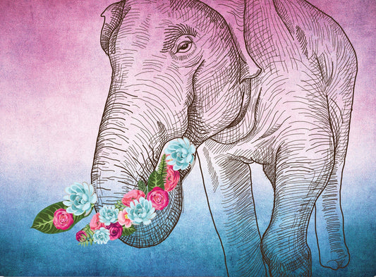 Card - Floral Elephant