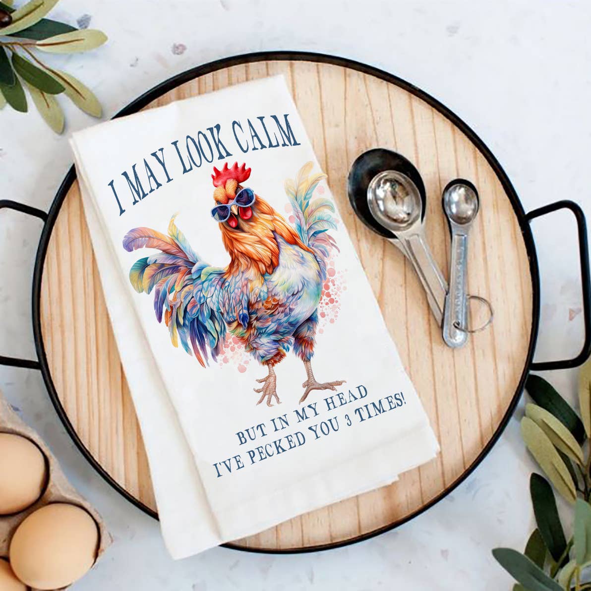 Flour Sack Dish Towel - Chicken - I May Look Calm