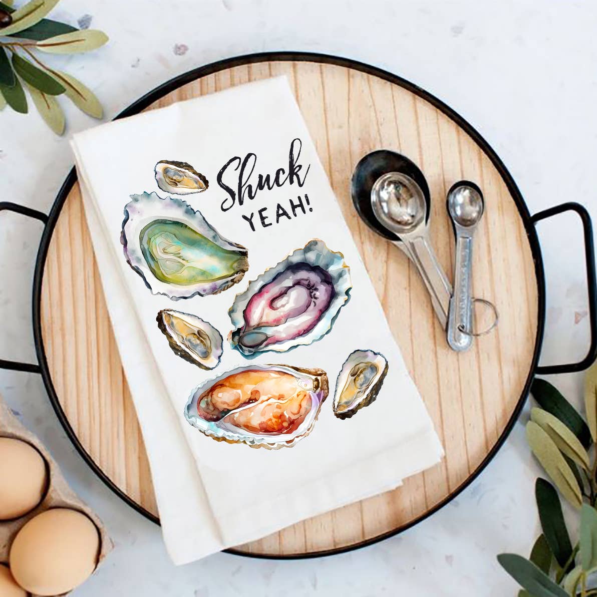 Flour Sack Dish Towel - Oysters - Shuck Yeah!