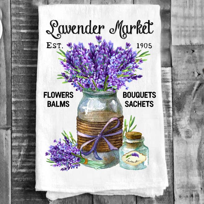 Flour Sack Dish Towel - Lavender Market