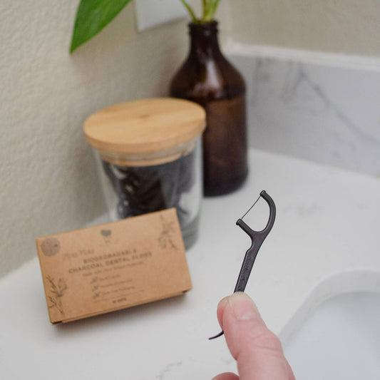 Biodegradable Charcoal Dental Floss Picks