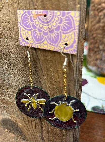 Earrings from Recycled Cans - Bee and Beetle