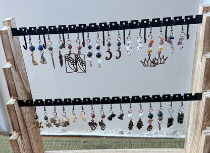 Earrings - White and Blue Stone Fish Hook Style