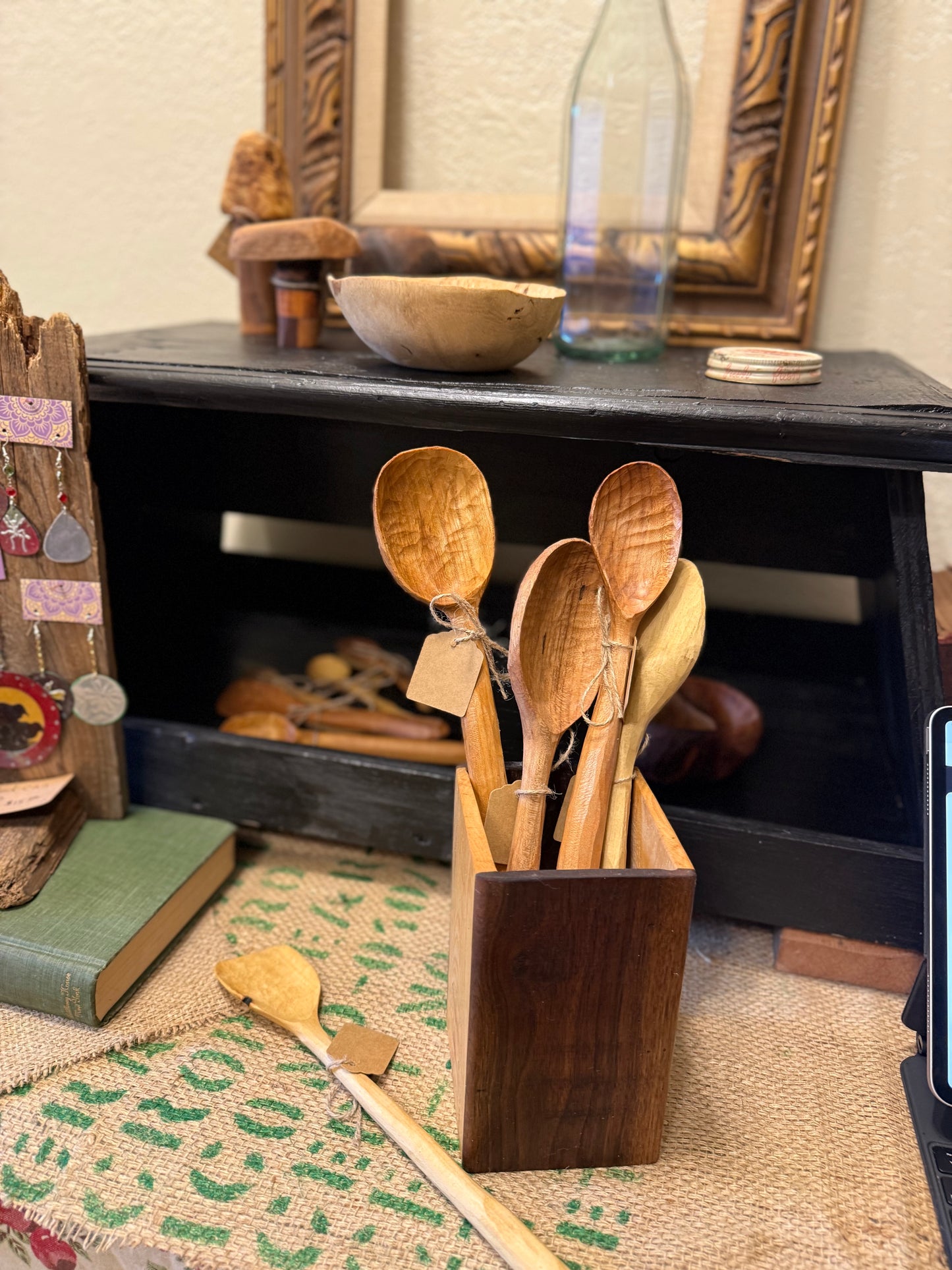 Wood Serving Fork & Spoon Various Types of Wood Hand Carved