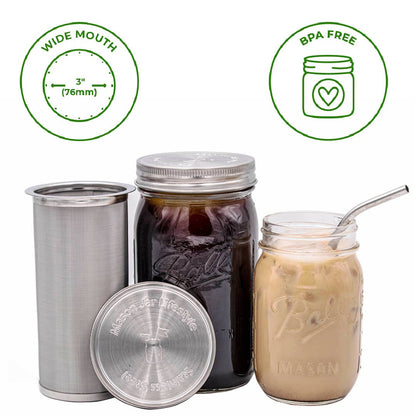 Cold Brew Coffee & Tea Maker for Mason Jar
