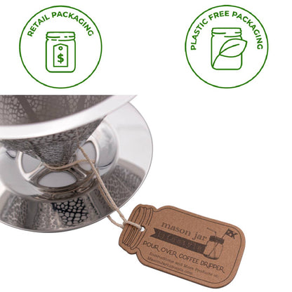 Pour Over Coffee Filter for Mason Jar - Stainless Steel
