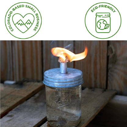 Tiki Torch Oil Lamp Lid in Galvanized metal for Mason Jars