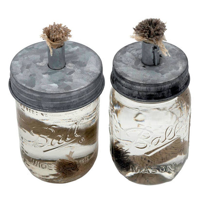 Tiki Torch Oil Lamp Lid in Galvanized metal for Mason Jars