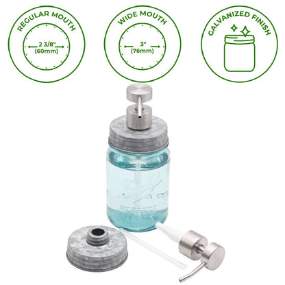 Brushed Finish Soap Pump Dispensers for Wide Mouth Mason Jars
