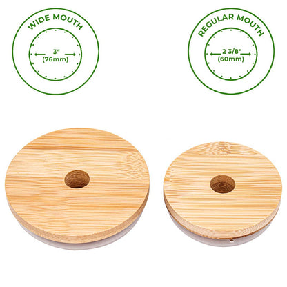 Bamboo Lid with Straw Hole for Mason Jar