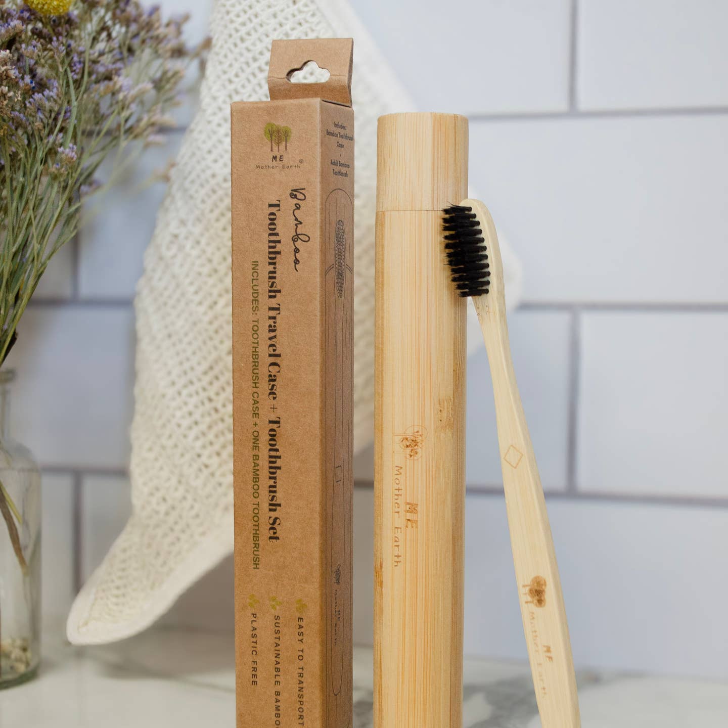 Bamboo Toothbrush Travel Case & Toothbrush Set