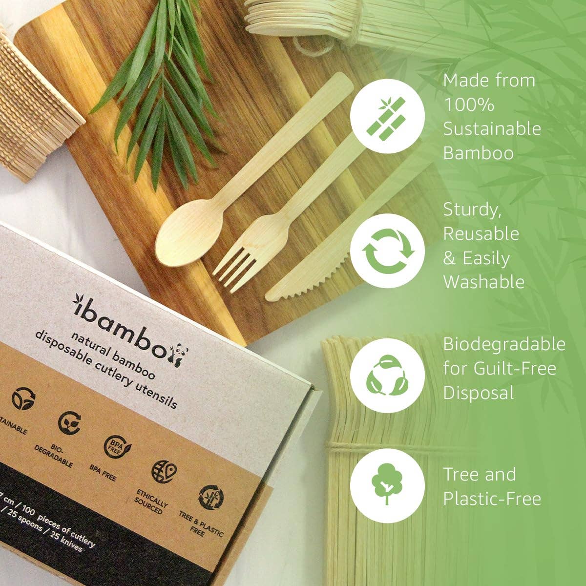 Bamboo Cutlery - Disposable & Reusable