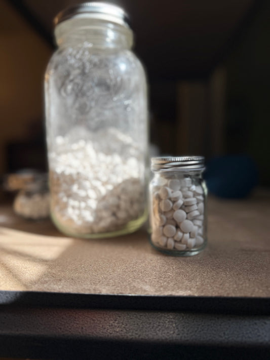 Toothpaste Tablets in Small Mason Jar