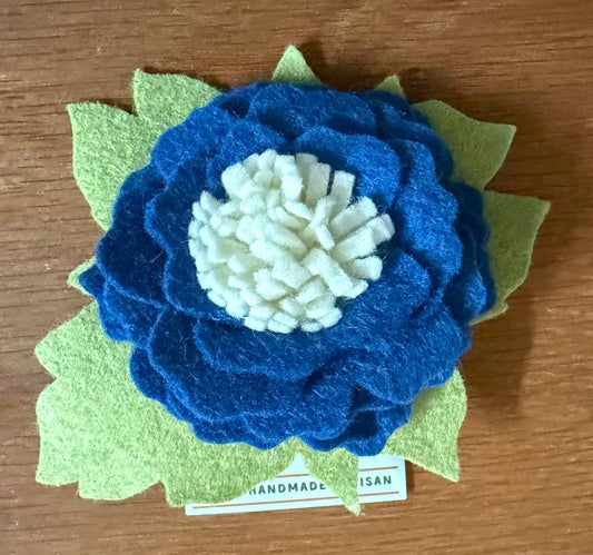 Brooch - Blue Felt Flower 3”x3”