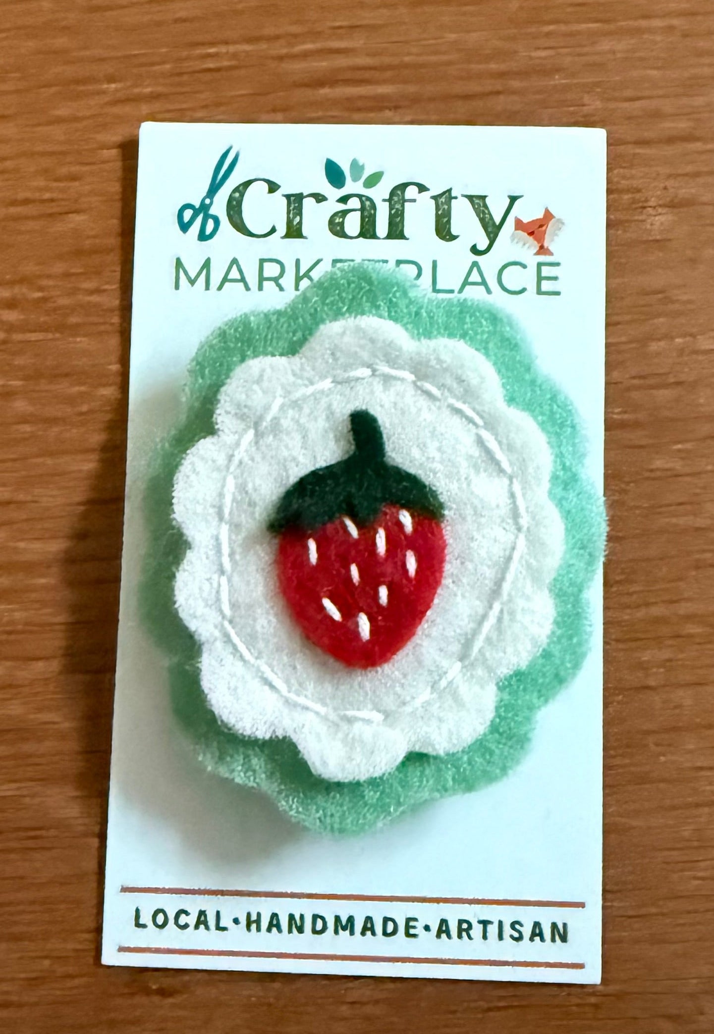 Brooch - Strawberry Felt 2” x 2 1/4”