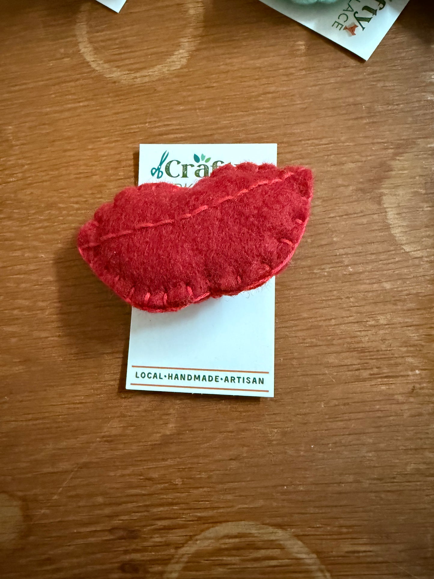 Brooch - Red Lips Felt 3 1/2” x 2”