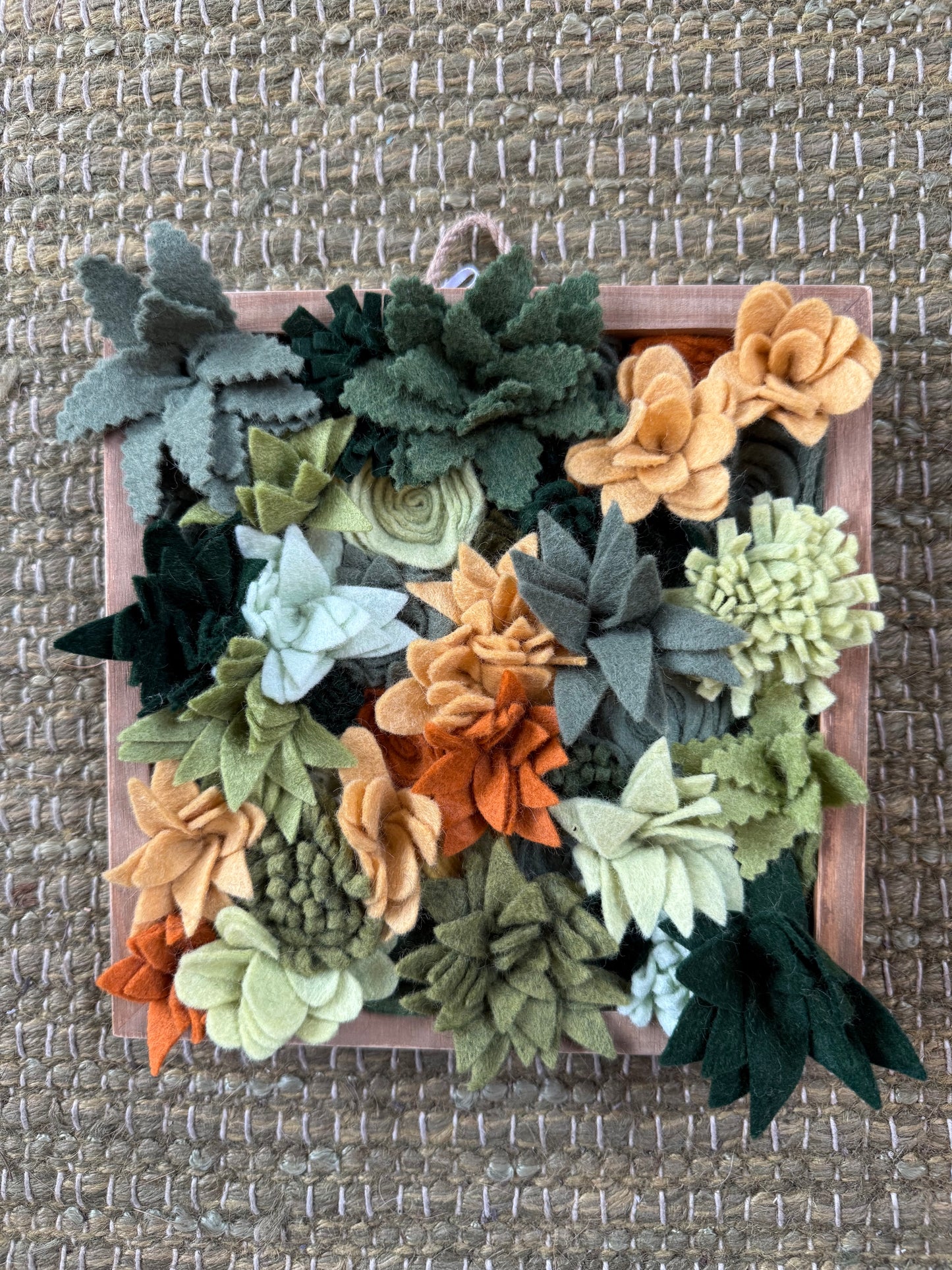 Felt Succulent Wall Decor on Oval Rock - 8” x 8”