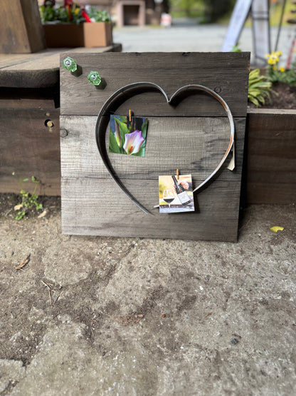 Wine Stave with Heart from Barrel Rings Picture Holder