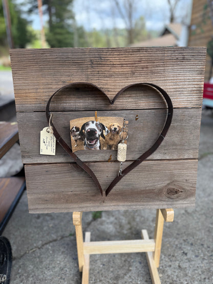 Wine Stave with Heart from Barrel Rings Picture Holder