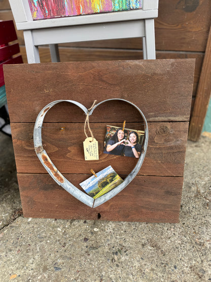 Wine Stave with Heart from Barrel Rings Picture Holder