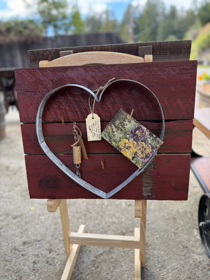 Wine Stave with Heart from Barrel Rings Picture Holder