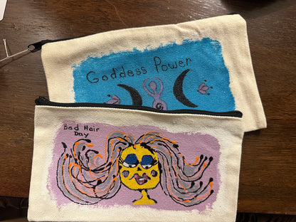 Canvas Bag - Painted -  “Goddess Power” with Zipper