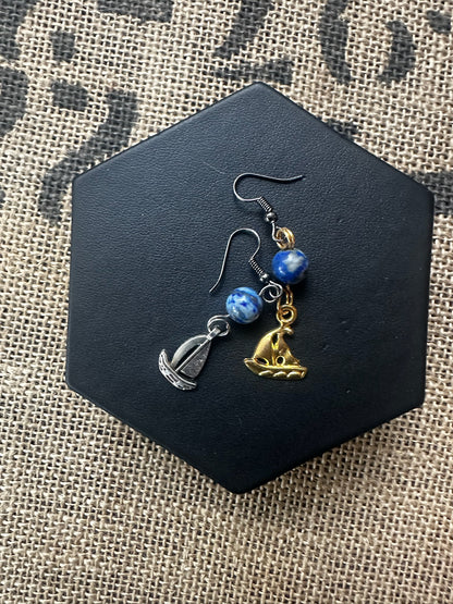 Earrings - Gold/Silver Sailboat Fish Hook Style