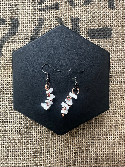 Earrings - White 3 Stone Fish Hook Style