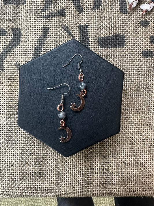 Earrings - Moon and Star Fish Hook Style