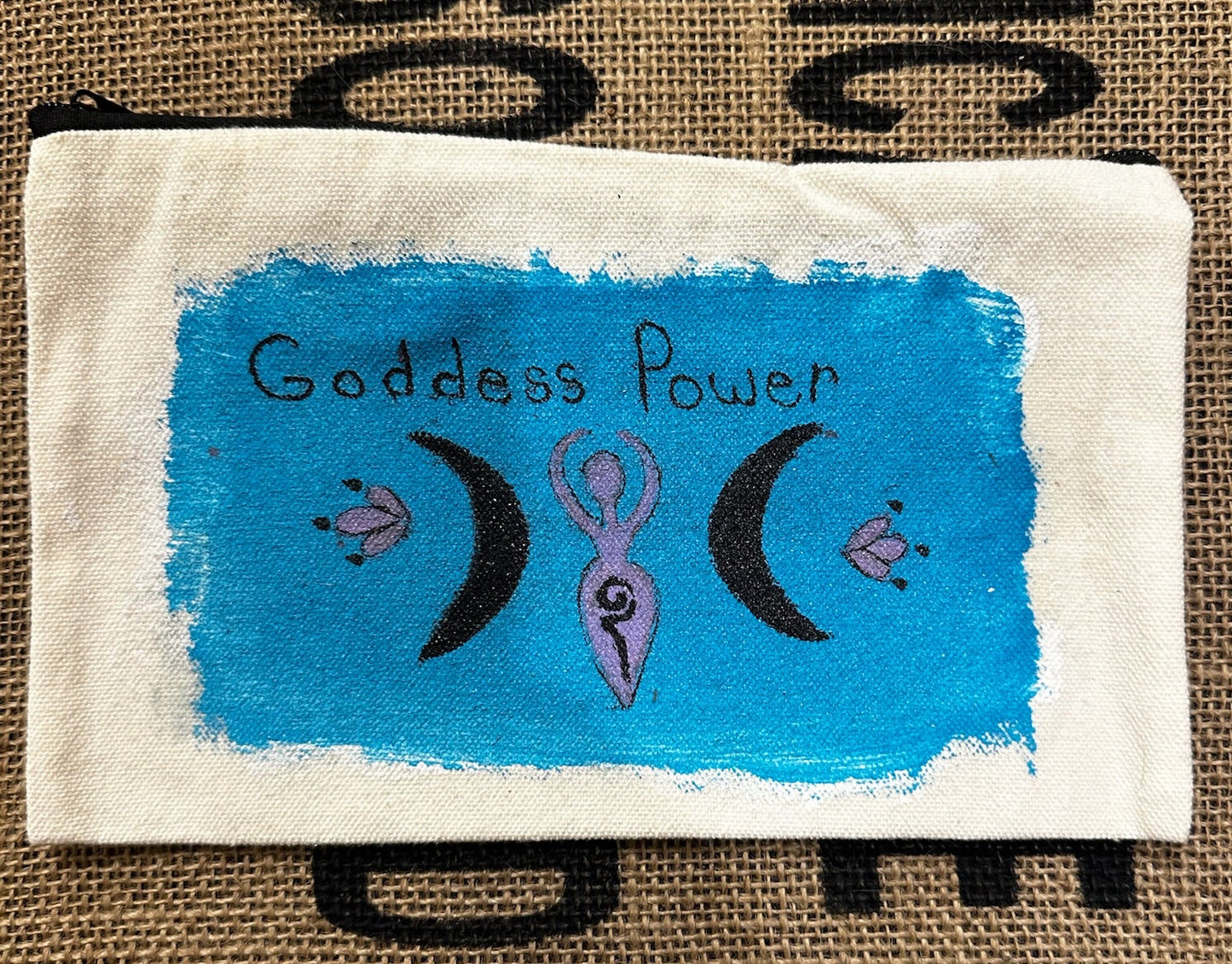 Canvas Bag - Painted -  “Goddess Power” with Zipper