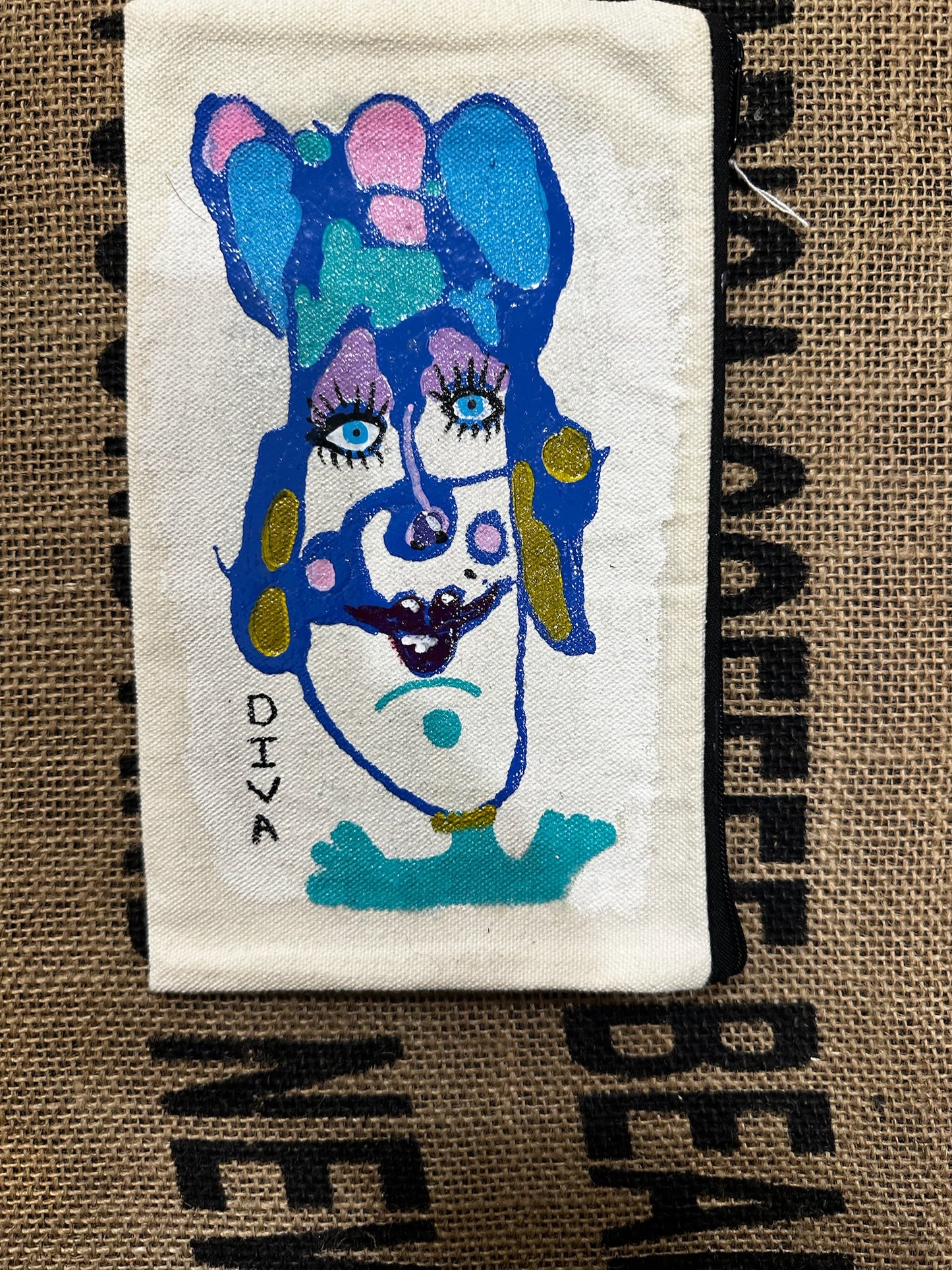 Canvas Bag - Painted - “Diva” with Zipper