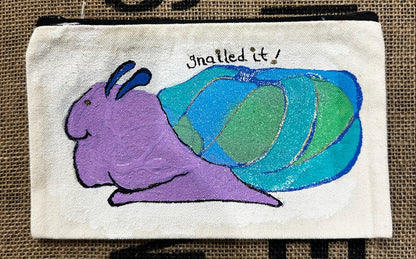 Canvas Bag - Painted - “Snailed It” (Purple Snail) with Zipper