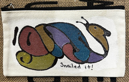 Canvas Bag - Painted - “Snailed It” with Zipper