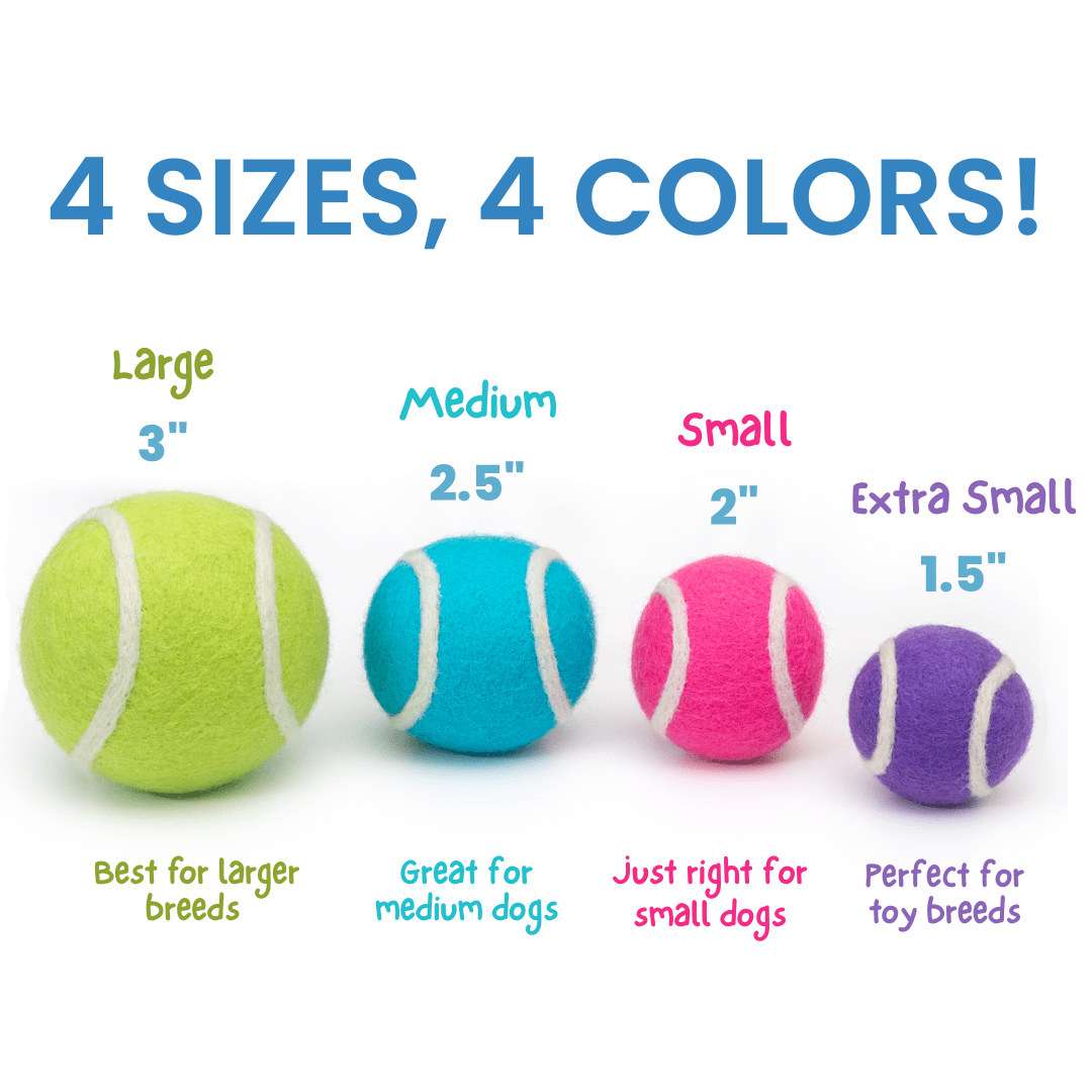 Pet Toy Tennis Wool Ball MINI 1.5 in- Set of 3 - Pop Colors