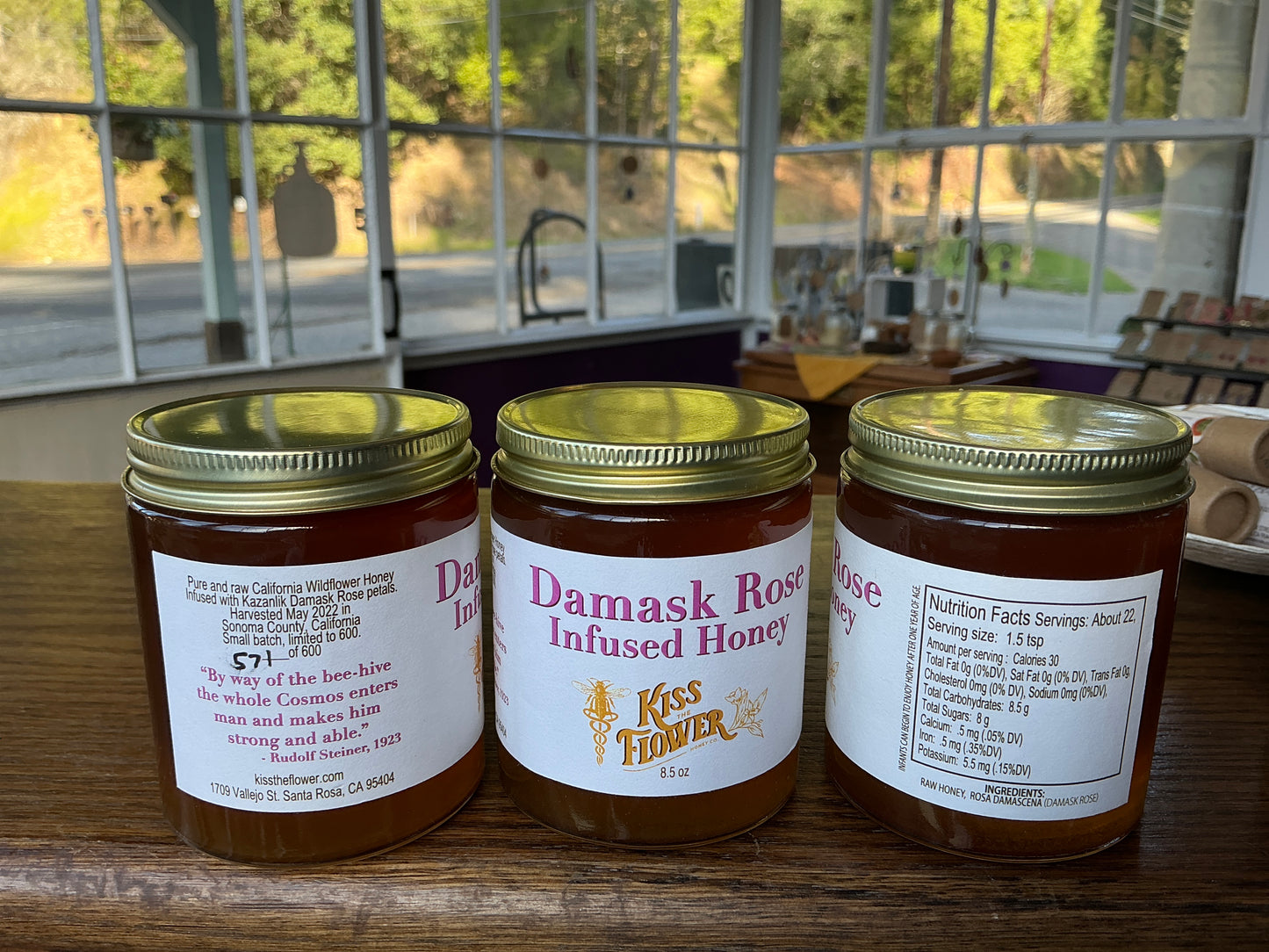 Damask Rose Infused Honey - Kiss the Flower (8.5 oz)